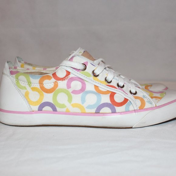 Coach Signature Logo Barrett Women's Canvas Sneaker Shoe Multicolored Size 9B - Picture 8 of 13